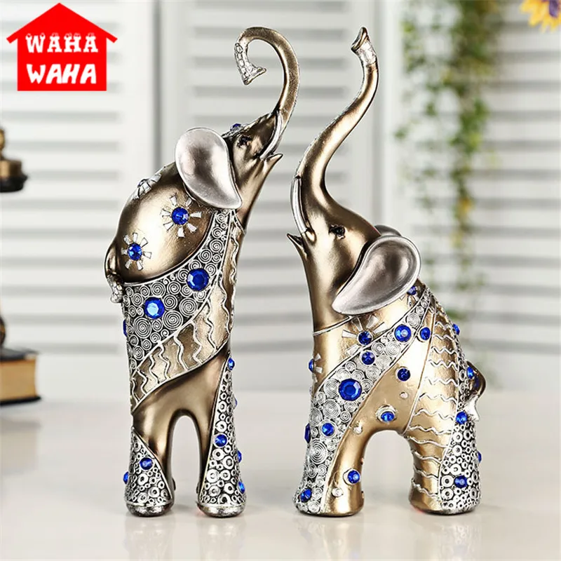 

2pcs/Set Artificial Resin Elephant Crafts Mother and Child Decoration Home Living Room European Decorative Elephant Decoration