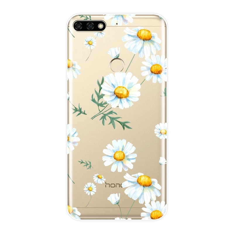 Чехол для Huawei Honor 7 8 9 10 Lite силиконовая Мягкая задняя крышка с цветами 7S 7X 7A 7C Pro 8X MAX