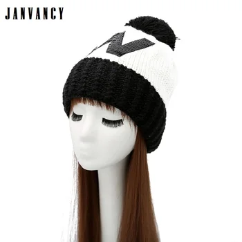 

Autumn and Winter Embroidered Sequin Knitted Beanies for Women Glitter Furry Pompom Velvet Riding Wool Cap Shiny Plush Warm Hat