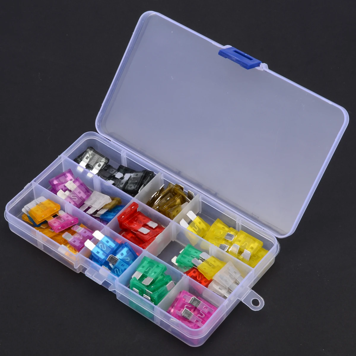 100pcs Auto Car Mini Standard Blade Fuses Assortment Kit Set ATC/ATO Automotive Car Boat Truck Blade Fuse Box Set with Box