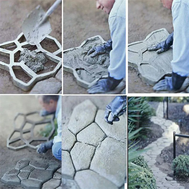 Bricolage-En-Plastique-Chemin-Maker-Moule-Manuellement-Pavage-Ciment-Brique-Moules-pierre-de-jardin-Route-moules (4)