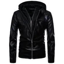 Европейский/американский размер, S-XXL, мотоциклетная кожаная куртка, Мужская, новейшая, с капюшоном, в стиле панк, кожаная куртка, на молнии, дизайн, искусственная кожа, байкерская куртка, мужские пальто