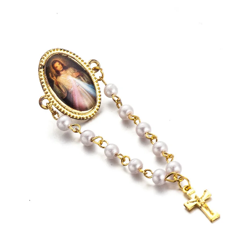 5 штук в партии жемчуг кулон Броши для женщин греческие христианская Дева Мария Креста длинным отворотом pin брохес Jewelry стохастический