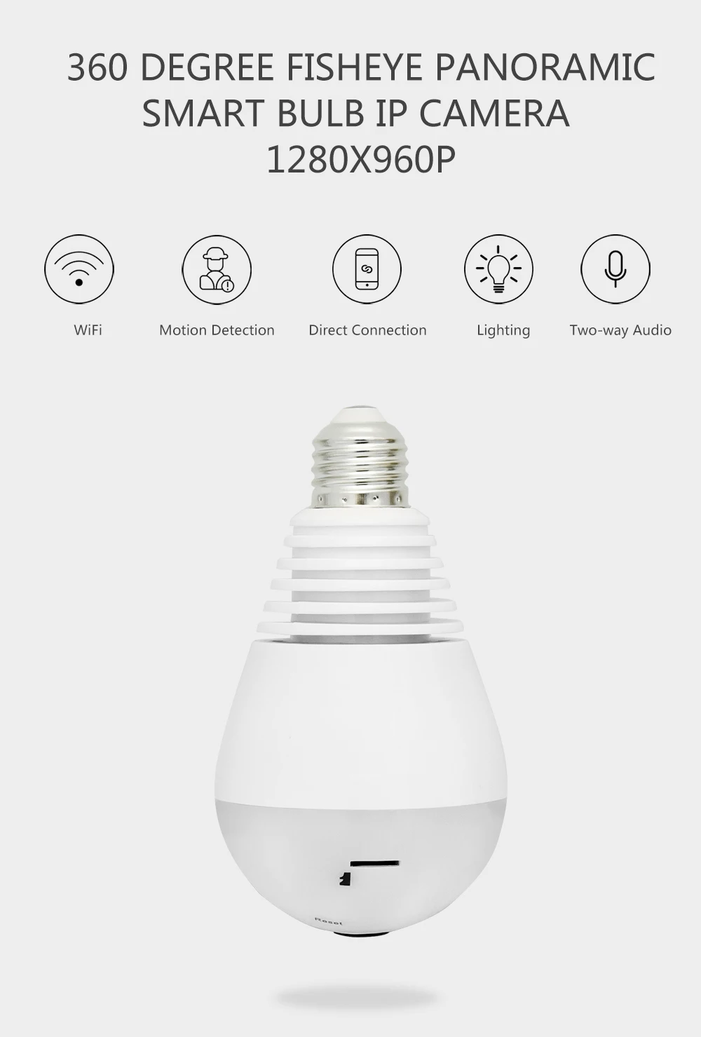 Wistino 960P Wireless VR Panoramic IP Camera Bulb Light Wifi FishEye 360 degree CCTV Surveillance Security Monitor Comone 1 (1)