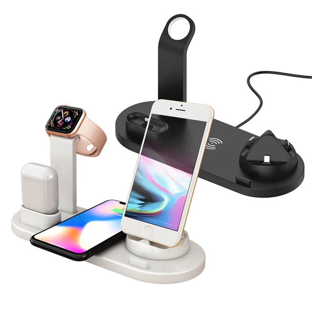 

4 In 1 QI Wireless Charger Stand For iPhone X XS Max XR 8 Plus Fast Charging Dock Station Holder For AirPods Apple Watch 1 2 3 4