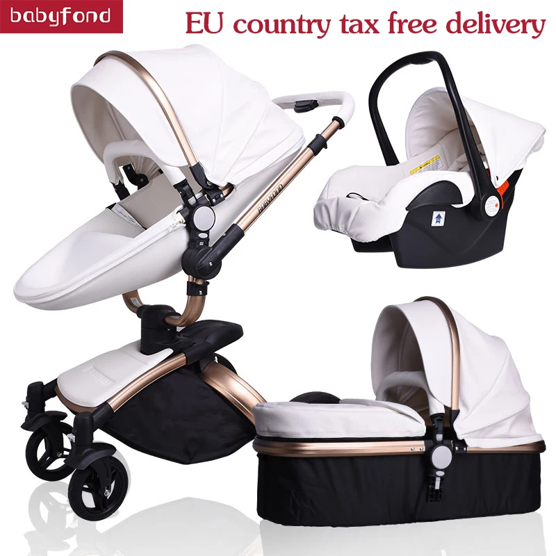 Детская коляска 3 в 1 Babyfond детские коляски кожаная двухсторонняя подвеска