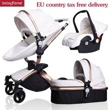 Babyfond baby stroller 3 in 1 baby strollers leather two-way suspension folding car trolley Europe baby pram gift ALUON baby stroller aiqi leather two way four wheel baby car shock absorbers folding trolley brand baby strollers baby wheels