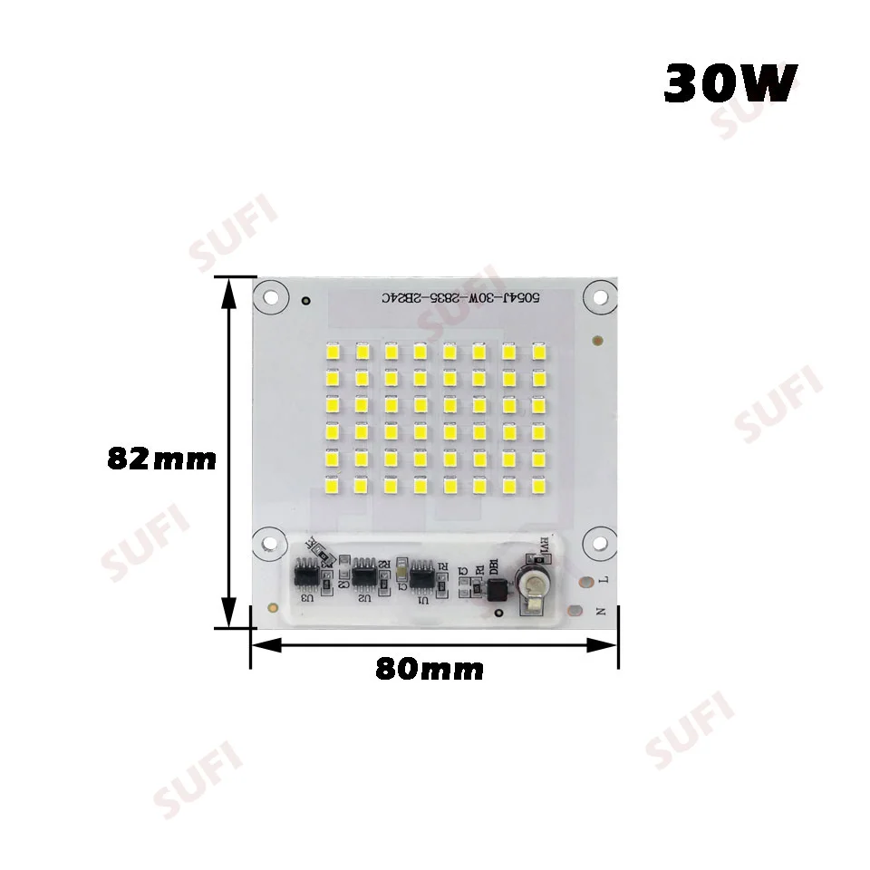 Светодиодный светильник с чипами AC220V Smart IC SMD 2835 Светодиодный светильник 10 Вт 20 Вт 30 Вт 50 Вт 100 Вт 150 Вт 200 Вт чистый белый для DIY наружный прожектор точечный светильник - Испускаемый цвет: 30W 220V