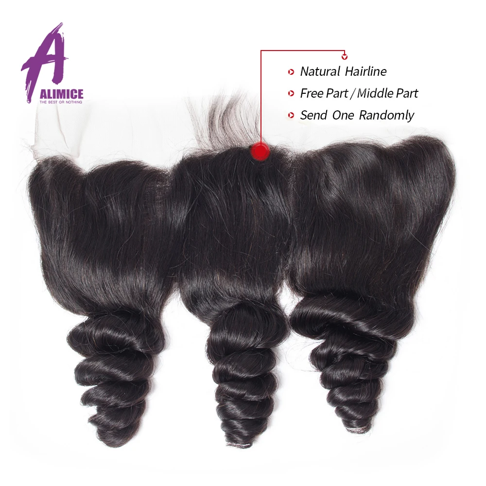 FREE FRONTAL Alimice Peruvian Loose Wave Hair Bundles 3 PieceLot Peruvian Hair Weave Bundles Remy Human Hair Extensions 8-28  (6)