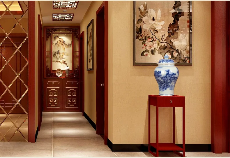 Blue and White Chinese ceramic ginger jar vase Antique Porcelain temple jars home decoration jars for collection (2)