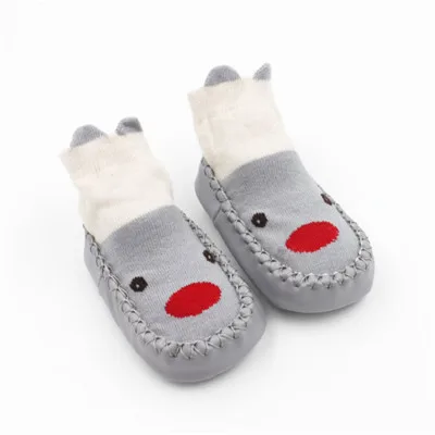 Детские носки с резиновой подошвой, носки для младенцев, детские домашние носки-тапочки для новорожденных, обувь, нескользящие носки с мягкой подошвой, осень - Цвет: 0613 gray