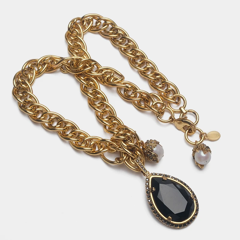 Baratos Collar de perlas vintage con diseño de gota de agua