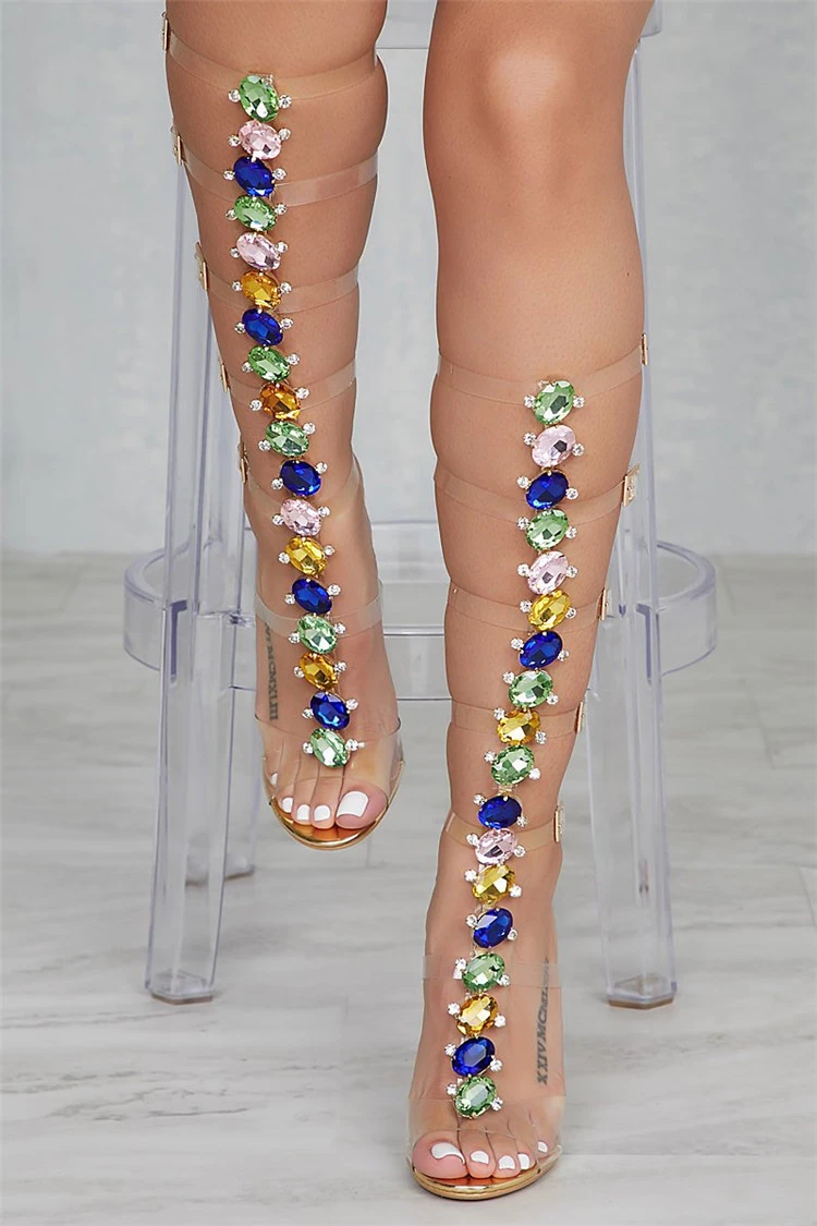 jelly gladiator sandals knee high