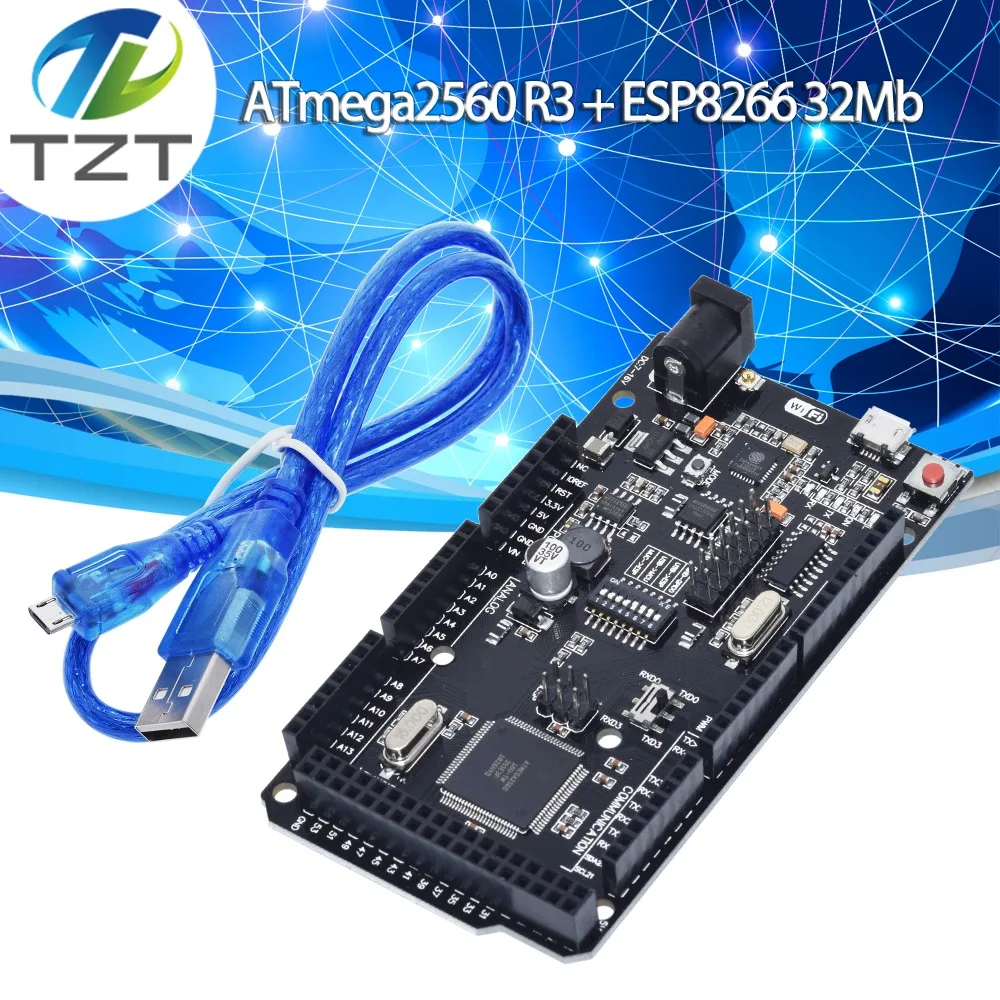 

Mega2560 + WiFi R3 ATmega2560+ESP8266 32Mb memory USB-TTL CH340G. Compatible for Arduino Mega NodeMCU For WeMos ESP8266