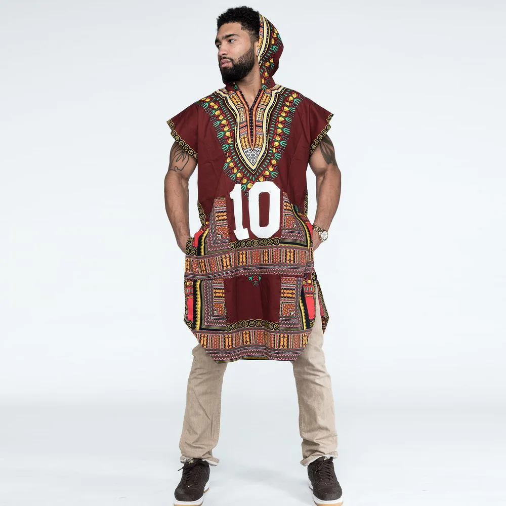 

Fashion Dashiki African Costumes Plus size Ankara Ethnic Kitenge Tribal Hoodies Loose Sleeveless Print Fabric Cotton Clothing