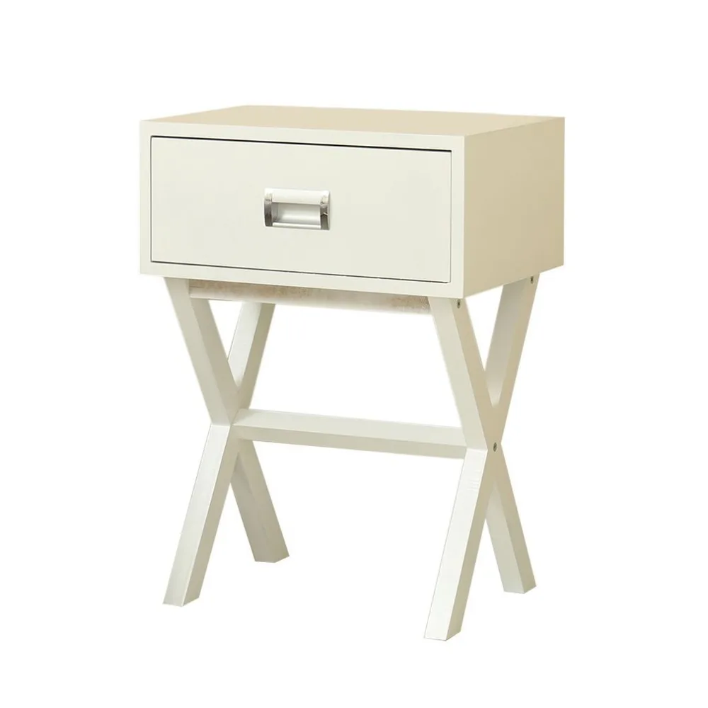 Newest Bedside Desk Tea Table Couch Side with One Drawer X Leg Modern Retro Decor Furniture Storage Bedroom Living Room