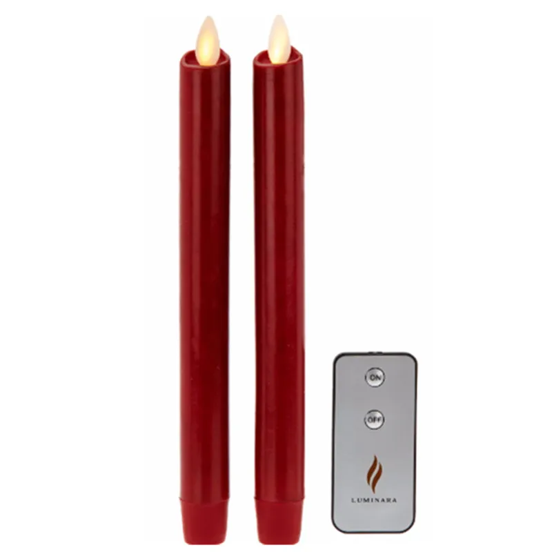 Luminara Red Flameless Moving Wick LED Taper Candles With Remote and