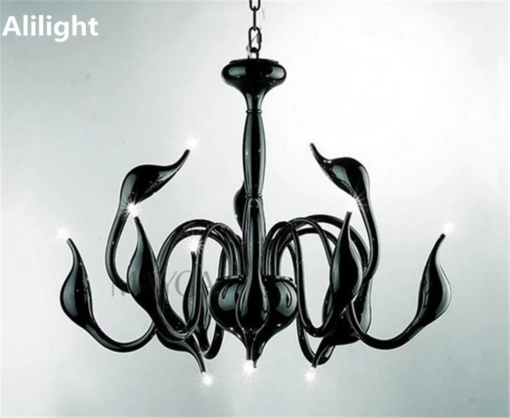 Moderne lustre lampe noir blanc rouge chrome élégant swan éclairage à la maison pendant luminaire pour