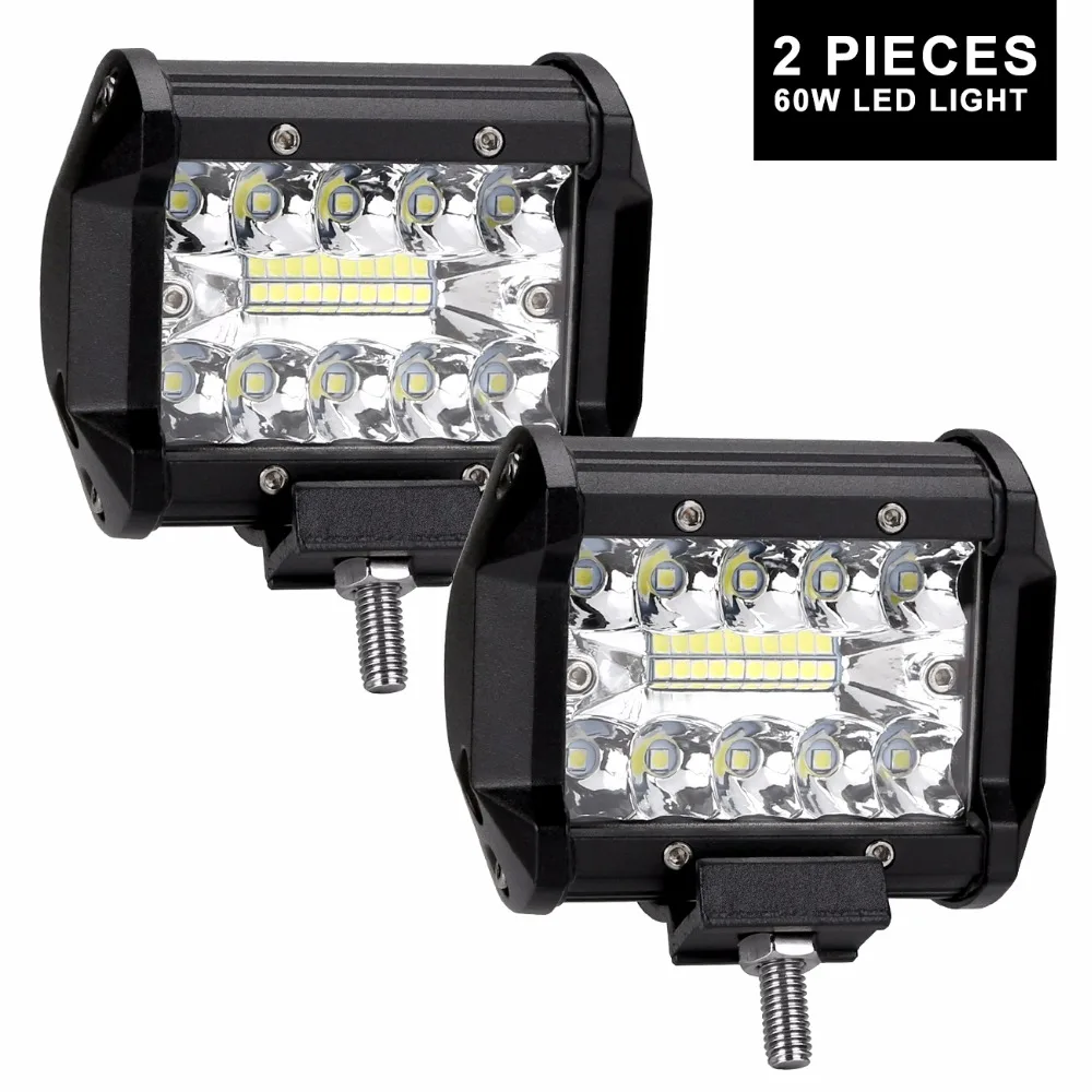 2pcs 4inch 60w LED work light bar combo beam car Driving light for OffRoad 4WD 4x4