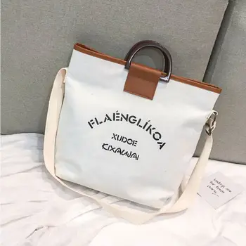 

2020 Fashion Women's Canvas Handbag Shoulder Messenger Bag Student Wide Strap Satchel Tote Purse Bags Large Crossbody