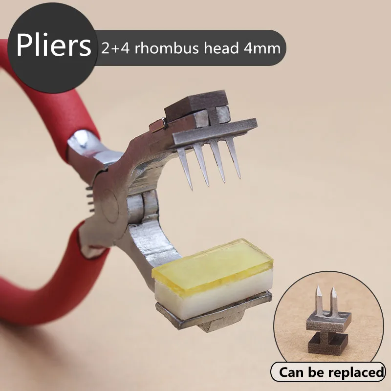 Ручной работы, инструменты для поделок из кожи, Дыроколы, инструмент для сшивания, косая головка, ромбовидная головка, 2+ 4 зуба, 4 мм