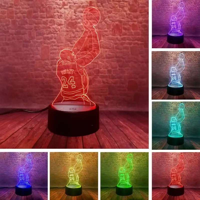 

Light-up Laker Bryant 24 Model 3D Nightlight Visual Illusion LED 7 Colors Changing Flash Light NBA Kobe Bryant Figure Toys