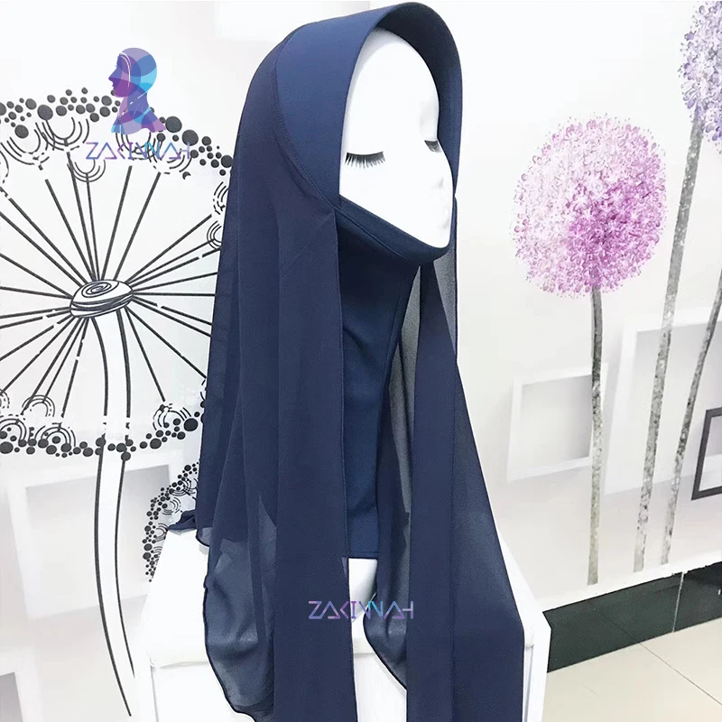 Модный Одноцветный Мусульманский Исламский хиджаб шарф женский длинный подшарф мусульманский Полный головной убор мягкий стрейч для