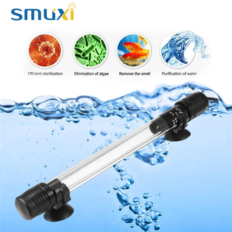 

Smuxi Aquarium Ultraviolet Lamp Submersible Sterilizer UV Light Tube 5W 7W 9W 11W for Fish Tank Disinfect Lighting AC220-240V