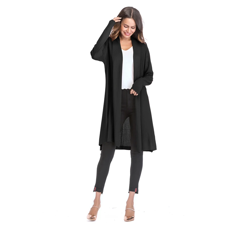 Kostlich 2018 Women Solid Color Hollow Out Long Knitted Cardigans Casual Open Stitch V Neck Full Sleeves Cardigans M-XL (8)