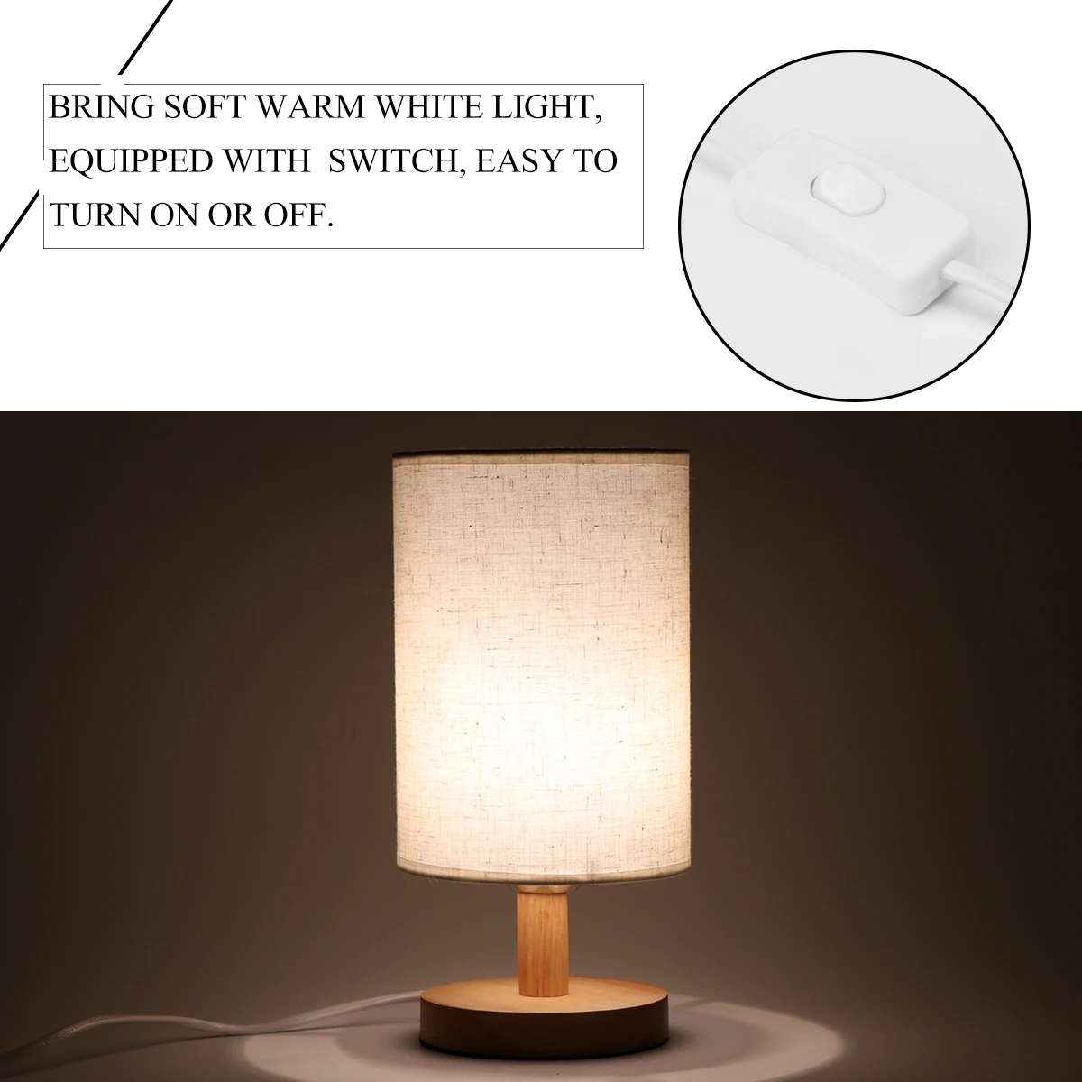 

1pc Desk Lamp With Fabric Shade Solid Wood Base E27 For Bedroom Living Room Bookcase Cafe Hotel(Bulb Is Not Included)