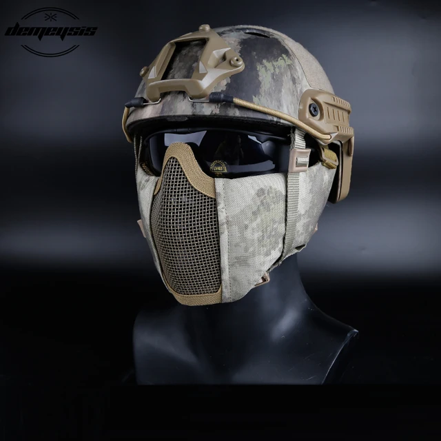 US $11.21 Tactical Half Face Metal Steel Net Mesh Mask Hunting Protective Guard Mask Airsoft Ear Protection H