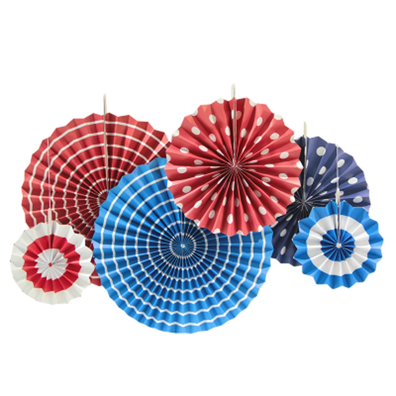 6pcs/set Printed Paper Fans Paper Rosette Pinwheel...