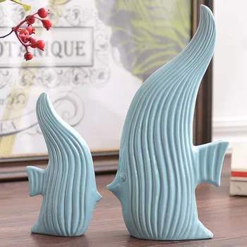 

D modern minimalist Mediterranean ceramic decorator Home Furnishing kissing fish animal ornaments art soft outfit