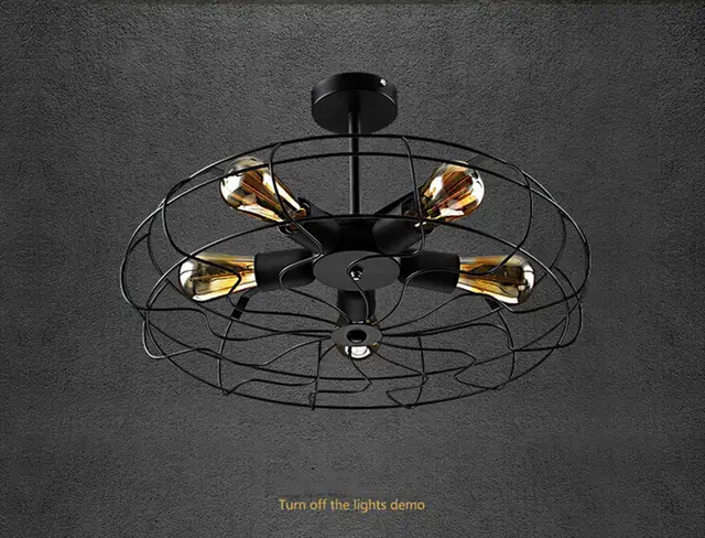 Us 361 85 39 Off Vintage Industrial Fan Ceiling Lights American Country Kitchen Loft Lamp Iron Material Install 5pcs E27 Edison Light Bulbs Hm36 In