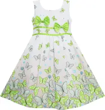 Sunny Fashion Robe Fille Papillon Vert Double Arc Attacher Été Plage