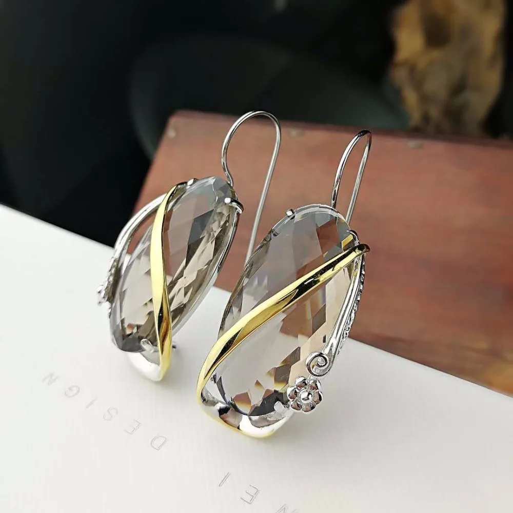 L & P женские серьги из дымчатого кварца серебра 925 пробы оригинальный
