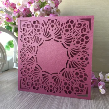 

30Pcs Wedding Happy Birthday Party Pearl Paper Laser Cut Wedding Invitations Cards Dinner Greeting Birthday Blessing card