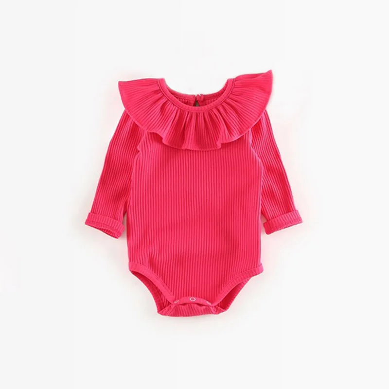 Комбинезоны для маленьких мальчиков; осенний хлопковый комбинезон с длинными рукавами и круглым вырезом для новорожденных; Одежда для мальчиков и девочек; Roupas De Bebe; зимняя одежда для малышей в стиле унисекс - Цвет: rose rompers