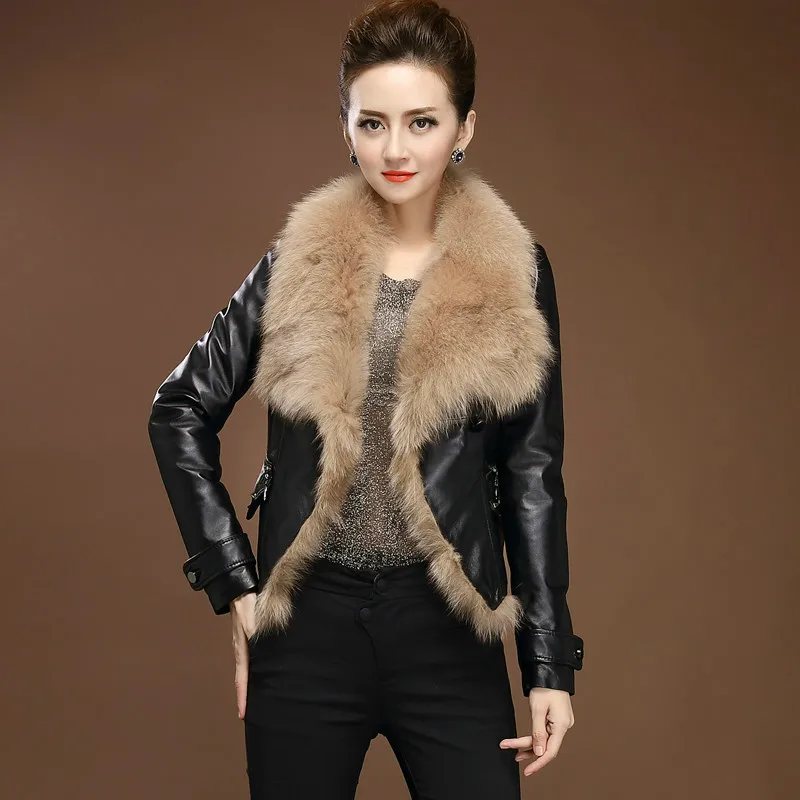 Real Genuine Leather Jacket Autumn Winter Coat Women Clothes Fox Fur Collar Sheepskin Down Coat Korean Streetwear Tops