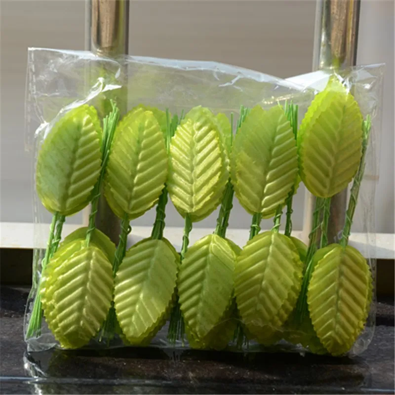 30pcs Silk Leaves Artificial Green Leaves Bouquet Wedding Party Decoration Fake Floral Accessories DIY scrapbooking 