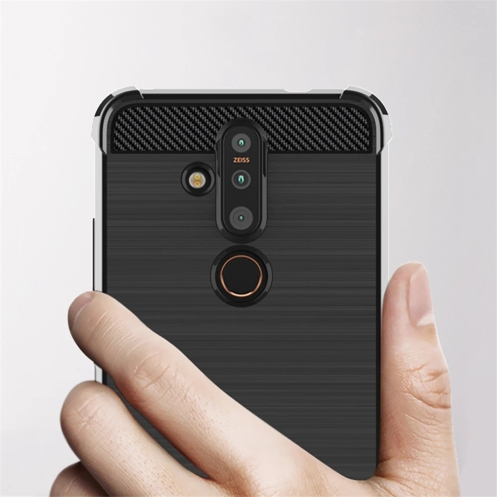 

Rugged Soft Armor Case for Nokia 1 2.1 3.1 4.2 5.1 6.1 7.1 Plus Cases Carbon Fiber Texture Slim Shell Full Protective Cover
