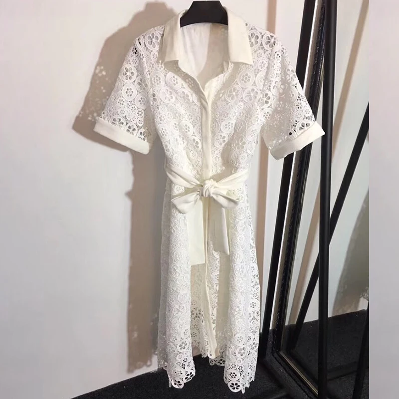 

2019 Autumn Women Fashion Elegant Casual Patchwork flounced Dip Hem Top Crochet Irregular Hollow Out See Through Blouse