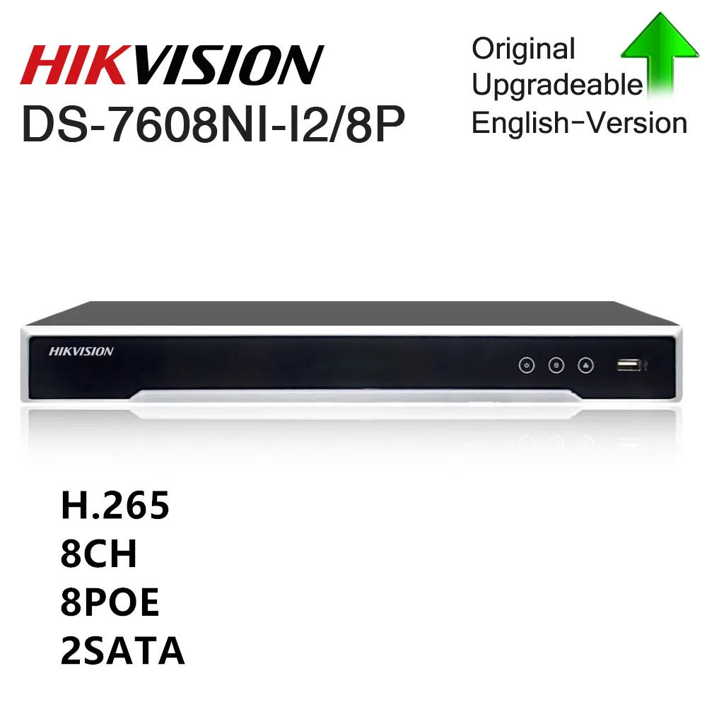 Hikvision NVR DS-7608NI-I2/8 P 4K сетевой видеорегистратор 8CH 2SATA 8 PoE порт H.265 Plug and Play nvr Hikvision для видеонаблюдения