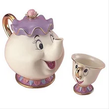 Heißer Verkauf Cartoon Schönheit Und Das Biest Teekanne Tasse Mrs Potts Chip Teekanne Tasse 2 STÜCKE Ein Satz Schönes Weihnachtsgeschenk Freies verschiffen