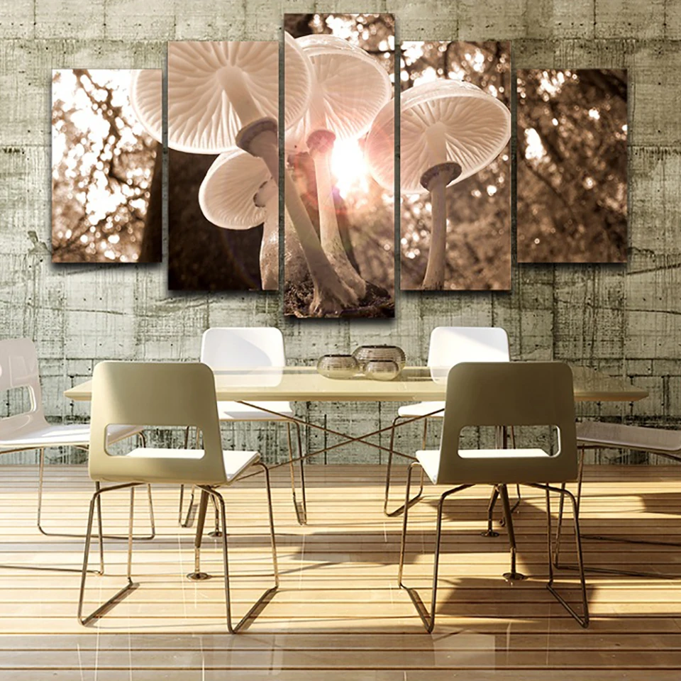

Living Room HD Printed Modern Painting 5 Panel Mushrooms Landscape Modular Decor Poster Picture On Canvas Wall Art Home Frame