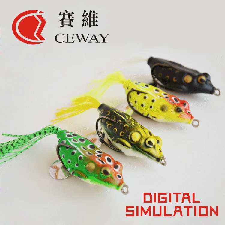 2.2'' Frog Soft Fishing Lures Rubber Topwater Crankbait Hooks Bass Tackle