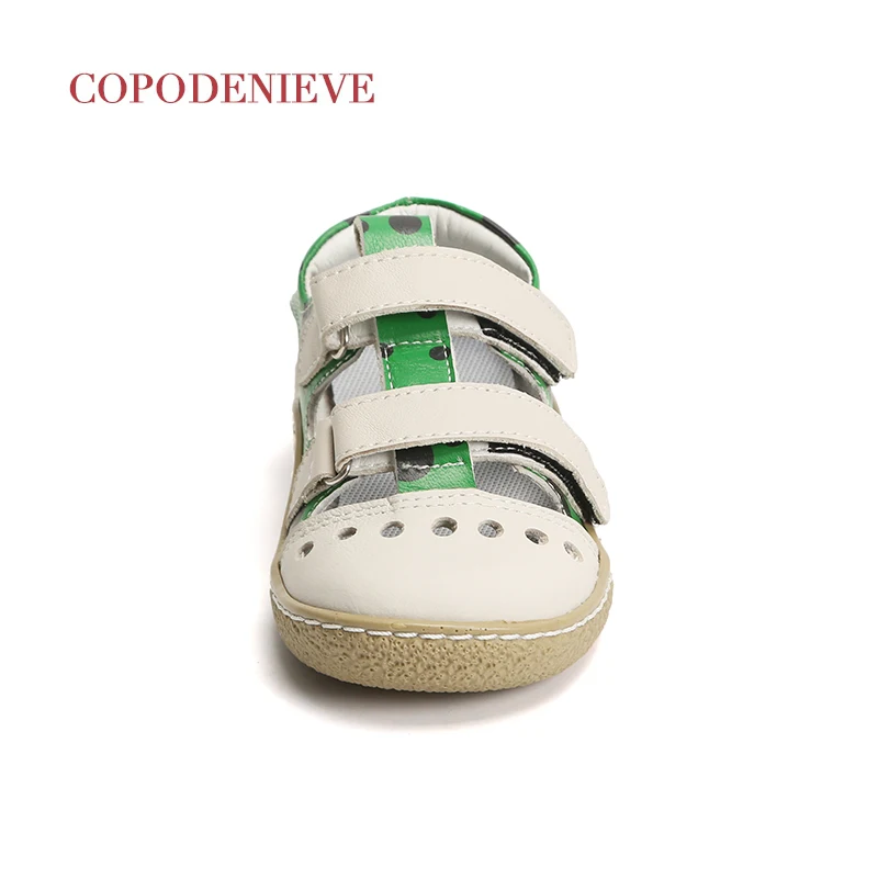 COPODENIEVE/ летние детские сандалии из натуральной кожи для девочек; обувь принцессы с цветочным узором для девочек; дышащие сандалии для маленьких девочек