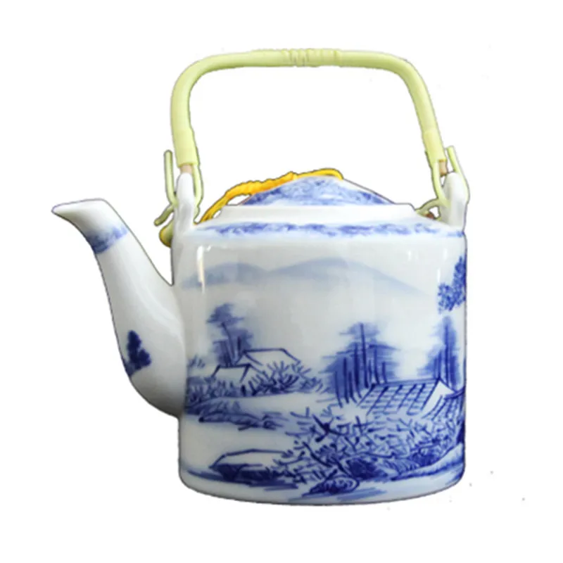 

750CC Blue and White Porcelain Teapot Retro Vintage Tea Pot Chinese Kung Fu Kettle Jingdezhen Drinkware Free shipping