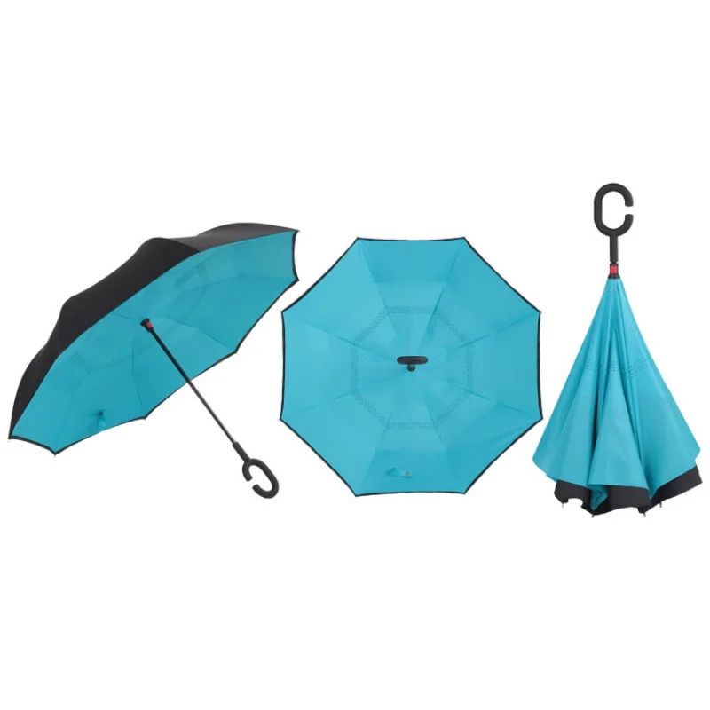 С ручкой ветронепроницаемый двухсторонний складной зонт для мужчин и женщин от солнца, дождя, автомобиля, перевернутые зонтики, двойной слой, анти-УФ, самоподставка Parapluie - Цвет: 22