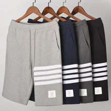 Модные брендовые мужские шорты кэжуал из чистого хлопка, повседневные спортивные брюки, нижняя часть спортивного костюма, мужские спортивные штаны